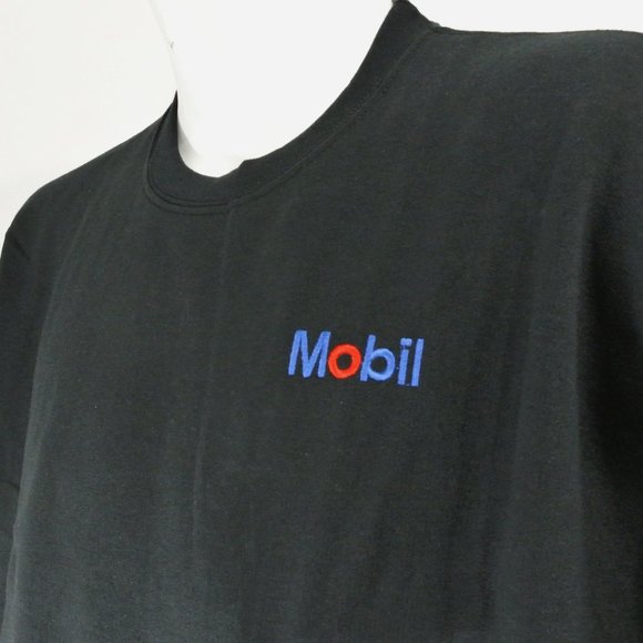 MOBIL Gas Station Oil Black Sweatshirt Employee Uniform M Medium - Picture 2 of 10